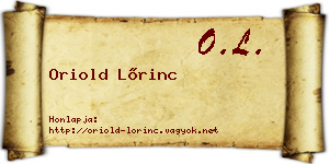 Oriold Lőrinc névjegykártya